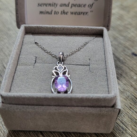February's Birthstone Amethyst Necklace Sterling Silver Stamped (925) - Picture 10 of 15